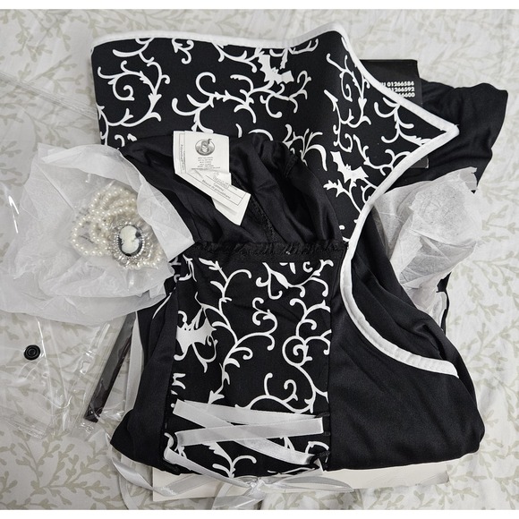 Spirit Halloween Girls Black White Midnight Vampiress Dress Choker Size XL 12-14 - Picture 3 of 3
